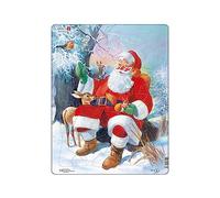 Larsen JUL7 Babbo Natale che si rilassa con i suoi amici animali, Puzzle Incorniciato con 32 pezzi