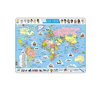 Larsen K1 La mappa politica mondiale, edizione Tedesco, Puzzle Incorniciato con 107 pezzi