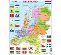 Larsen K53 Paesi Bassi, Mappa Politica, Edizione Olandese, Puzzle Incorniciato con 48 Pezzi