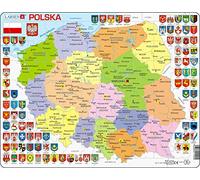 Larsen K97 Polonia Mappa Politica, Edizione Polacco, Puzzle Incorniciato con 70 Pezzi