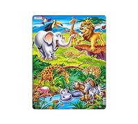Larsen US16 Il re Leone osserva Gli Animali Selvatici della Savana, Puzzle Incorniciato con 18 Pezzi