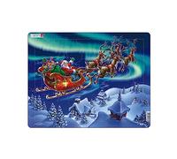 Larsen XM1 Babbo Natale e la Sua Slitta all'aurora boreale, Puzzle Incorniciato con 26 Pezzi