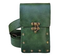 Larswon Borsa rinascimentale medievale cintura marsupio in pelle marsupio gamba supporto telefono festival fiere accessori, Verde, Medium, Marsupio alla moda
