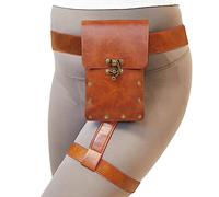 Larswon Renaissance Leg Bag - Cintura da coscia in pelle sintetica per donna, Marrone, Medium, Borsa Rinascimentale