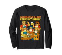 L'Arte generativa dell'intelligenza Artificiale nutre la mia Famiglia in Un Divertente Stile retrò Maglia a Manica