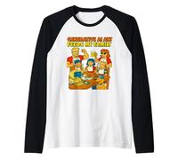 L'Arte generativa dell'intelligenza Artificiale nutre la mia Famiglia in Un Divertente Stile retrò Maglia con Maniche Raglan