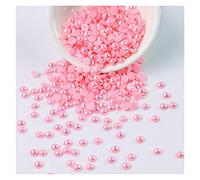 L'artigianato imita le perle, Perline di perle piatte acriliche finte da 3 mm, multicolore, 500 pezzi, for artigianato, accessori for gioielli fai da te(Korea Pink)