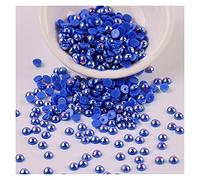 L'artigianato imita le perle, Perline di perle piatte acriliche finte da 3 mm, multicolore, 500 pezzi, for artigianato, accessori for gioielli fai da te(Royal Blue)