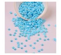 L'artigianato imita le perle, Perline di perle piatte acriliche finte da 3 mm, multicolore, 500 pezzi, for artigianato, accessori for gioielli fai da te(Lake Blue)