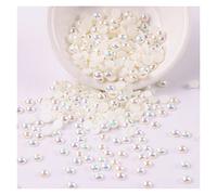 L'artigianato imita le perle, Perline di perle piatte acriliche finte da 3 mm, multicolore, 500 pezzi, for artigianato, accessori for gioielli fai da te(Milk)
