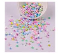 L'artigianato imita le perle, Perline di perle piatte acriliche finte da 3 mm, multicolore, 500 pezzi, for artigianato, accessori for gioielli fai da te(Mix Macaroon)