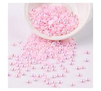 L'artigianato imita le perle, Perline di perle piatte acriliche finte da 3 mm, multicolore, 500 pezzi, for artigianato, accessori for gioielli fai da te(Baby Pink)