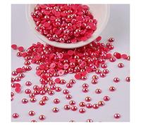 L'artigianato imita le perle, Perline di perle piatte acriliche finte da 3 mm, multicolore, 500 pezzi, for artigianato, accessori for gioielli fai da te(Red)