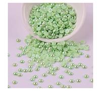 L'artigianato imita le perle, Perline di perle piatte acriliche finte da 3 mm, multicolore, 500 pezzi, for artigianato, accessori for gioielli fai da te(Light Green)