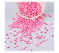 L'artigianato imita le perle, Perline di perle piatte acriliche finte da 3 mm, multicolore, 500 pezzi, for artigianato, accessori for gioielli fai da te(Dark Pink)
