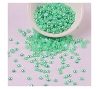 L'artigianato imita le perle, Perline di perle piatte acriliche finte da 3 mm, multicolore, 500 pezzi, for artigianato, accessori for gioielli fai da te(Peacock Green)