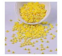 L'artigianato imita le perle, Perline di perle piatte acriliche finte da 3 mm, multicolore, 500 pezzi, for artigianato, accessori for gioielli fai da te(Yellow)