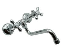 L'ARTISTICA F.LLI PERINCIOLI | Gruppo Lavello a Parete Erogazione a Snodo Inferiore a Tubo Cromato, Gruppo Lavello in Ottone per Lavandini da Esterno ed Interno, 235x150±20mm