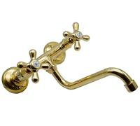 L'ARTISTICA F.LLI PERINCIOLI | Gruppo Lavello a Parete Erogazione a Snodo Inferiore a Tubo, Gruppo Lavello in Ottone per Lavandini da Esterno ed Interno, 235x150±20mm