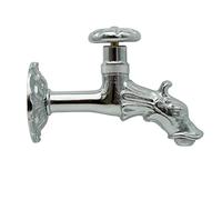 L'ARTISTICA F.LLI PERINCIOLI | Rubinetto Artistico a Vitone con Rosone Grande e Portagomma 1/2" M Cromo, Rubinetto in Ottone per Fontane a Colonna o Muro, 115x150mm