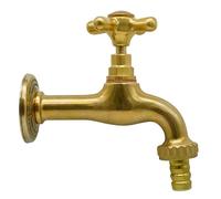 L'ARTISTICA F.LLI PERINCIOLI | Rubinetto con Maniglia Croce, Rubinetto in Ottone per Fontane a Colonna o Muro, 160x137mm