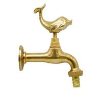 L'ARTISTICA F.LLI PERINCIOLI | Rubinetto con Maniglia Delfino, Rubinetto in Ottone per Fontane a Colonna o Muro, 170x137mm
