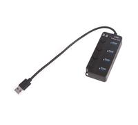 LARUISEE Cavo adattatore da USB maschio a 4 USB 3.0 femmina, cavo adattatore splitter dongle convertitore connettore multi hub con interruttori per computer in pelle nera