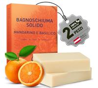 larum sports bagnoschiuma solido naturale MANDARINO E BASILICO - sapone solido corpo e capelli - sapone naturale corpo e pelli sensibili - sapone biodegradabile campeggio - 2x 85g