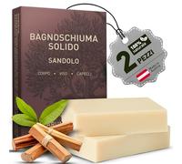 larum sports bagnoschiuma solido naturale SANDALO - sapone solido corpo e capelli - sapone naturale corpo per uomo e pelli sensibili - sapone biodegradabile campeggio - 2x 85g