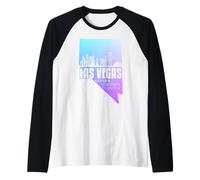 Las Vegas Nevada Coordinates Mappa dello Stato Vintage Pride Maglia con Maniche Raglan
