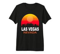 Las Vegas Nevada State USA Vintage Sunset City Skyline Maglietta Premium