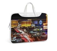 Las Vegas Night City Borsa a tracolla in pelle stampata per uomo donna borsa da viaggio Business Office Hangbag Laptop Pack Crossbody, Stile bianco, 42x30.5cm
