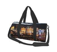 Las Vegas Night View Borsa da viaggio per donne e uomini borsa da palestra grande borsone weekend pernottamento borsa con tracolla, nero, taglia unica, Nero , Taglia unica