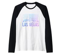 Las Vegas, Orizzonte, Nevada, Bandiera Americana, Patriottico, Vintage, Orgoglio Maglia con Maniche Raglan