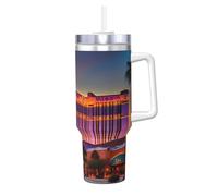 Las Vegas Sunset 1 Print - Fiaschetta per bevande calde e fredde, da 1134 g, con cannuccia, ideale per viaggi, sport, ufficio