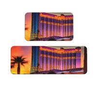 Las Vegas Sunset 1 tappetino da cucina 2 pezzi tappeto da cucina in schiuma confortevole per cucina, pavimento, casa, ufficio, antiscivolo