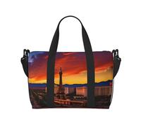 Las Vegas Sunset Borse da viaggio, Weekender Carry On per donne, borsa da palestra sportiva, borsone da allenamento, durante la notte, nero, Taglia unica