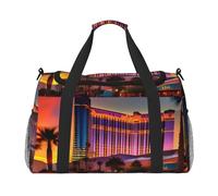 Las Vegas Tramonto 1 Stampa Weekender Pernottamento Carry On Bag Duffel Bag per Viaggi Donne Uomini Palestra Bagagli Borsa Carry on, Nero , Taglia unica