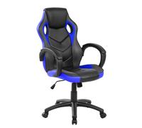 Poltrona Gaming modello Racer Pro gioco, computer ufficio in similpelle con altezza seduta regolabile 46-56 cm nera e blu blu