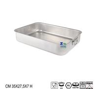 LASAGNERA RETTANGOLARE PROFESSIONALE IN ALLUMINIO CM 35X27,5X7 H CON ANELLI