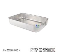 LASAGNERA RETTANGOLARE PROFESSIONALE IN ALLUMINIO CM 55X41,5X10 H CON ANELLI