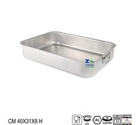 LASAGNERA RETTANGOLARE PROFESSIONALE IN ALLUMINIO CON ANELLI CM 40X31X8 H