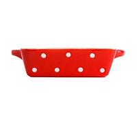 Lasagnera Teglia da Forno in Ceramica ， Teglia for Lasagne in Porcellana for Arrosto, Teglie da Forno con Manico Piatto Rettangolare Uso Quotidiano della Cucina, Punto Onda Rossa Teglie da Forno ( Siz