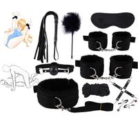 LaSaMee Set di 10 Manette in Nylon Nero con Cinturino Regolabile-H