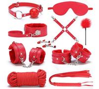 LaSaMee. Set Di 10 Pezzi Regolabili, In Morbida Pelle, Accessorio Multifunzionale Da Letto Per Il Fitness.-H