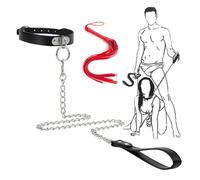 LaSaMee Set Di Collari Ad Anello in Ferro Rosso Horsewhip-H