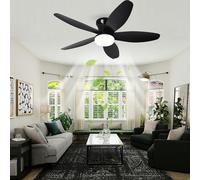 LASANYA Ventilatore da Soffitto con Luce e Telecomando Soggiorno Lampadario Ventilatore da Soffitto a 5 Pale Dimmerabile Per Camera da Letto Reversibile, 6 Velocità, Motore DC-Black||100CM
