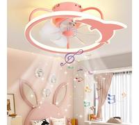 LASANYA Ventilatore da Soffitto Dolphin con Luce per Bambini, Altoparlante Bluetooth, Motore DC Reversibile Silenzioso - Blue