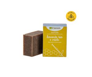 laSaponaria Sapone solido all'olio d'oliva BIO - miele e lavanda (100 g) - adatto per corpo e viso