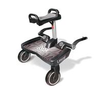 Lascal BuggyBoard Maxi+, Pedana passeggino universale compatibile con quasi tutti i modelli, Pedana buggy board con sellino per bambini di 2-6 anni (22 kg), nero/grigio